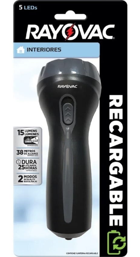 Linterna Led Recargable 5 Led Rayovac Enchufable Camping