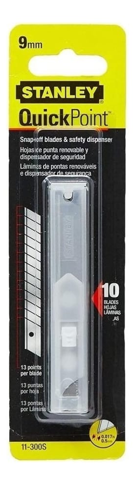 Estuche De Recarga Retráctil Stanley Stiletto Blade De 9 Mm, 10 Piezas