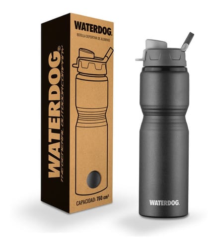 Botella Waterdog Scorpio Negra 750cc. Aluminio Color Negro