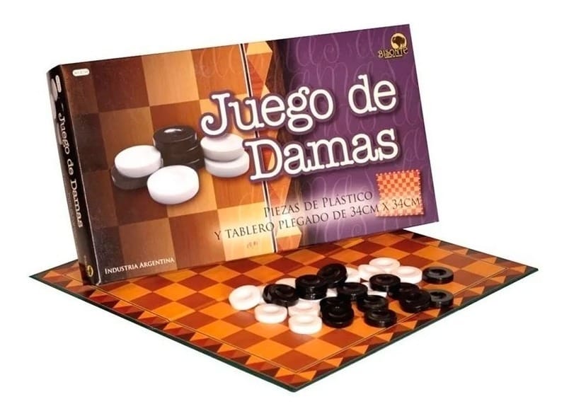 Juego De Damas Pzas Plásticas Tablero Plegable 34x34 E. Full