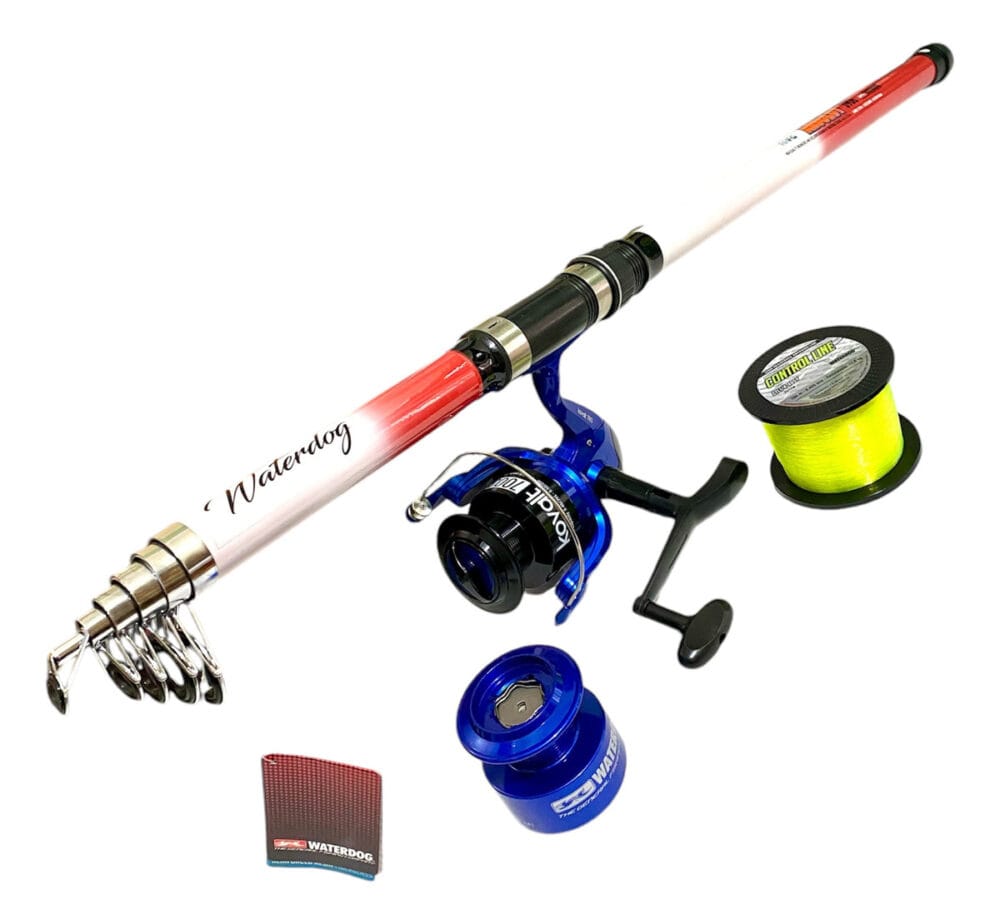 Combo Caña Pesca De Costa Waterdog Absolut+reel Kovalt+nylon