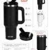Vaso Térmico Waterdog Cold 1200ml Apto Frio Tapa Hermética Sorbete Color Negro Liso