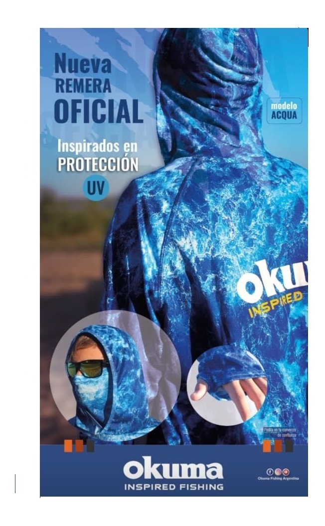 Remera Tecnica Okuma Acqua Capucha Protecc Uv Sec Rapido