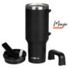 Vaso Térmico Waterdog Cold 1200ml Apto Frio Tapa Hermética Sorbete Color Negro Liso