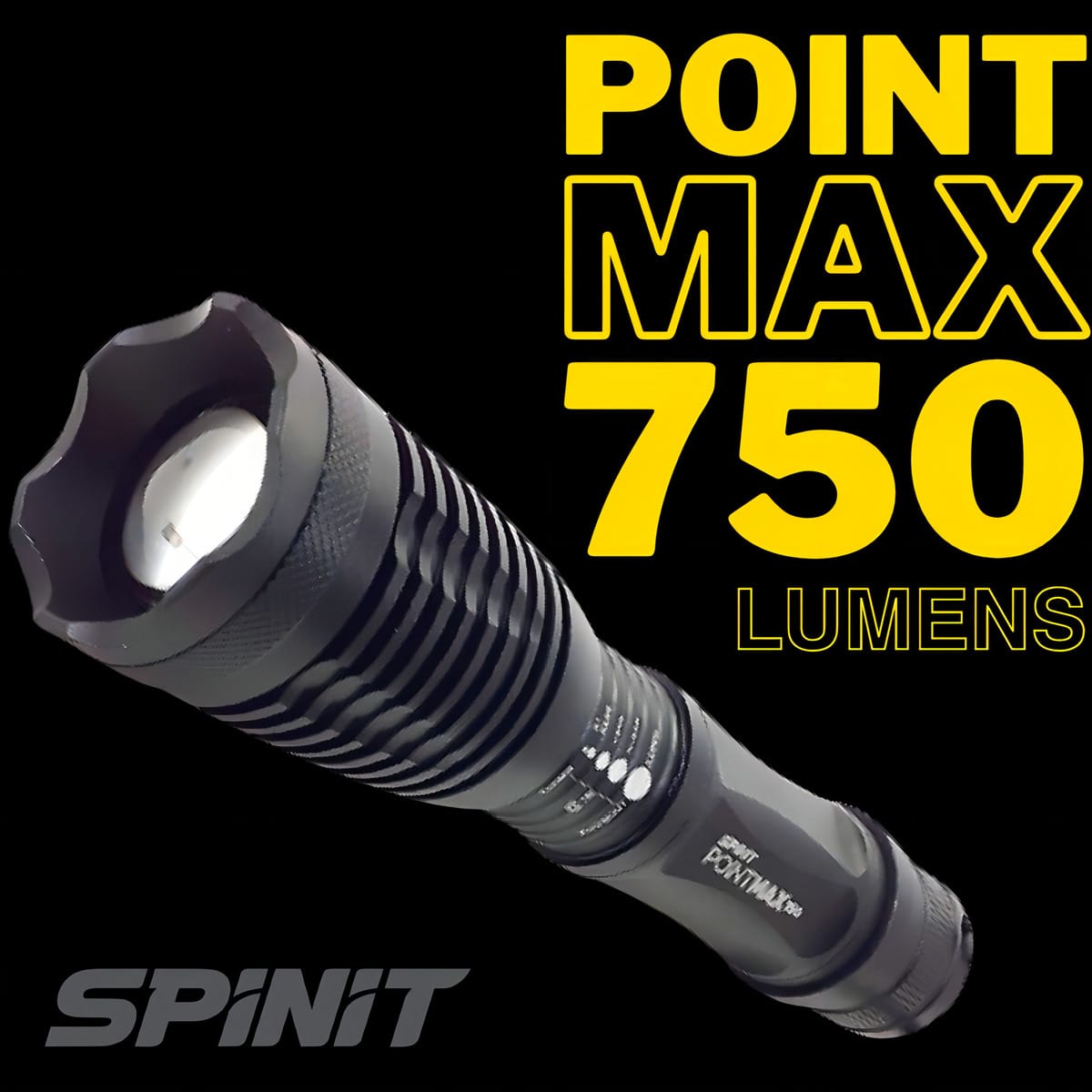 Linterna Tactica Led Spinit Pointmax 750 Lumens Zoom X2000 Color De La Linterna Negro Color De La Luz Blanco