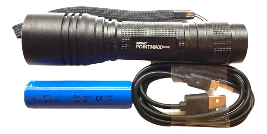 Linterna Spinit Pointmax 800r Recargable Usb 800 Lm Zoom Color De La Linterna Negro Color De La Luz Blanco