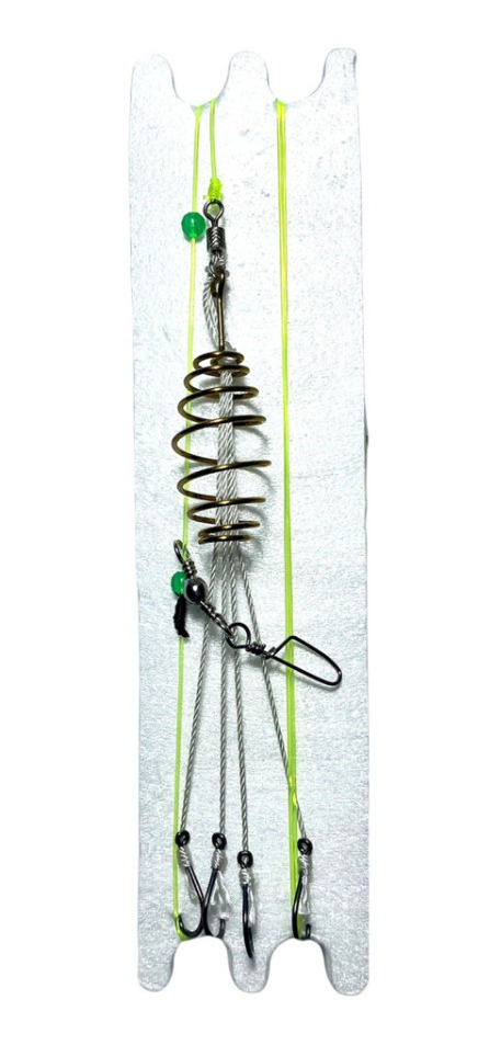 Linea De Pesca Koreana Carpa Boga Corrediza Resorte 4 Anzuel