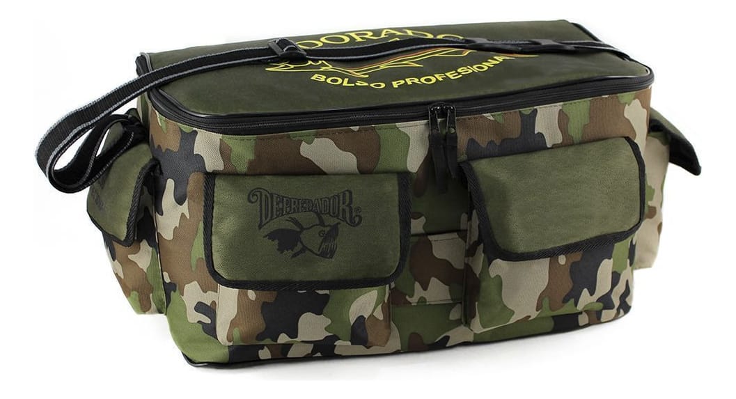 Bolso Depredador Pesca Camo Div Interna 50x26x28 Cm Correa