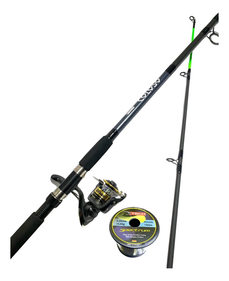 Combo Pesca Caña Tech Coloso 210+ Reel Spini Rx 4000+ Multi