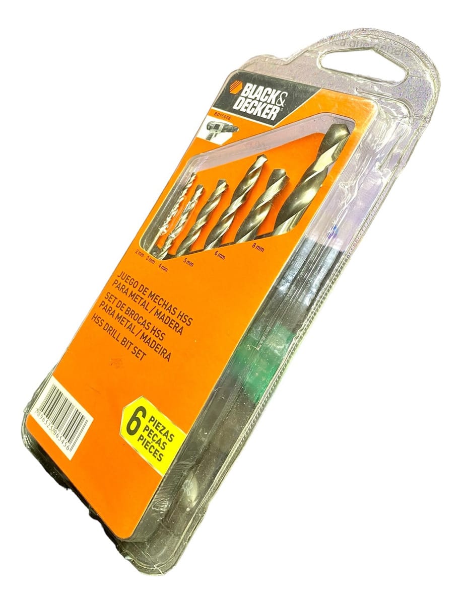 Set De 6 Mechas Black&decker Hss Metal Madera 2 3 4 5 6 8 Mm