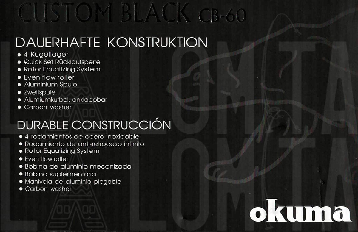 Reel Frontal Okuma Custom Black 60 4 Rulemanes Pesca Lance