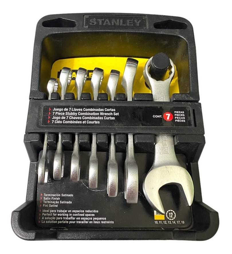 Juego De 7 Llaves Set Stanley Combinadas Cortas Milimetros
