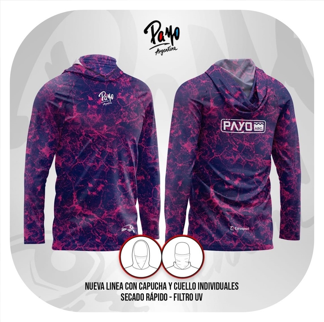 Remera Payo C/capucha Cuello Individual Sec Rapido Pro Uv Vi