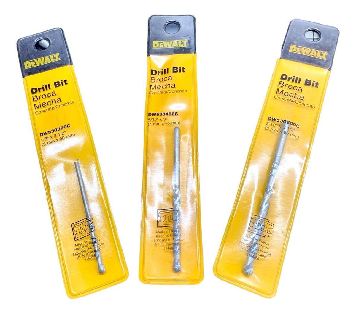 Set 3 Mechas Dewalt Brocas De Widia 3 4 5 Mm Mamposteria