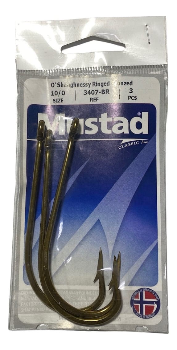 Anzuelo Mustad 3407-br Tamaño 10/0 Blister 3 Pzs Tiburon