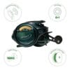 Reel Spinit Predator 7 Rulemanes 16 Kilos De Drag Color Verde Lado De La Manija Izquierdo
