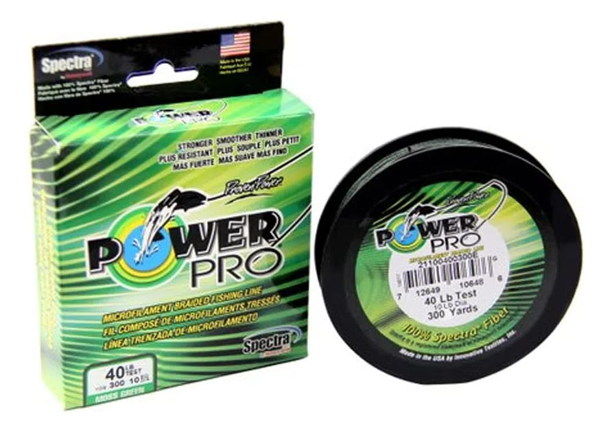 Línea Multifilamento Shimano Power Pro De 40 Libras, 0,32 Mm Y 275 M, Color Verde