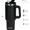 Vaso Térmico Waterdog Cold 1200ml Apto Frio Tapa Hermética Sorbete Color Negro Liso