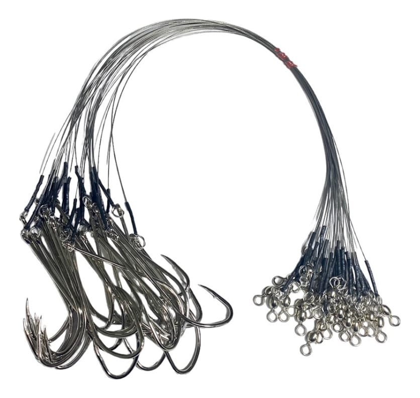 Leader Pesca Armado Acero 50cm 60lbs C/anzuelo X10 Unidades