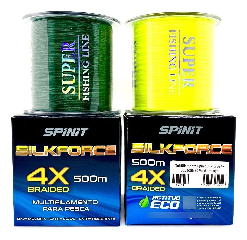 Bobina Multifilamento Spinit 4x 0,16 Mm 4 Hebras 20 Lb 500 Mts Color Verde Musgo