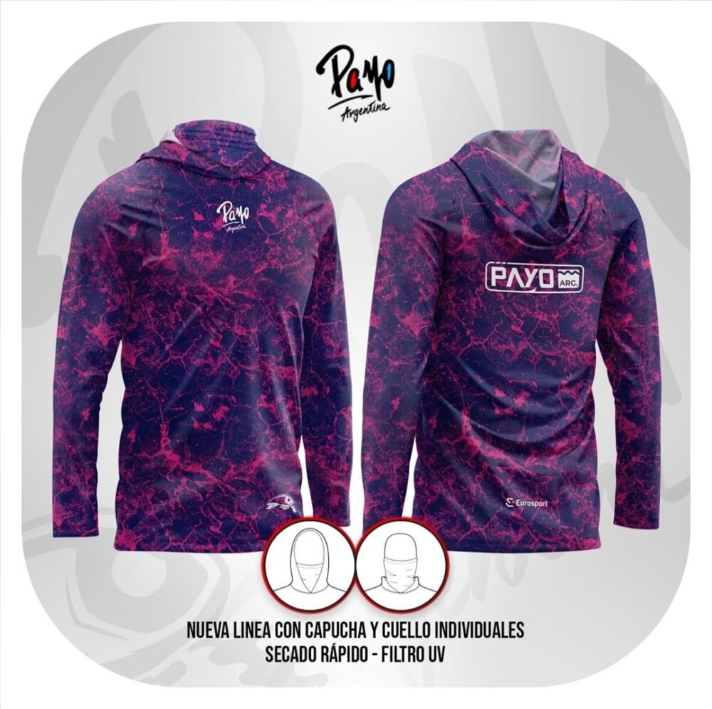 Remera Payo C/capucha Cuello Individual Sec Rapido Pro Uv Vi