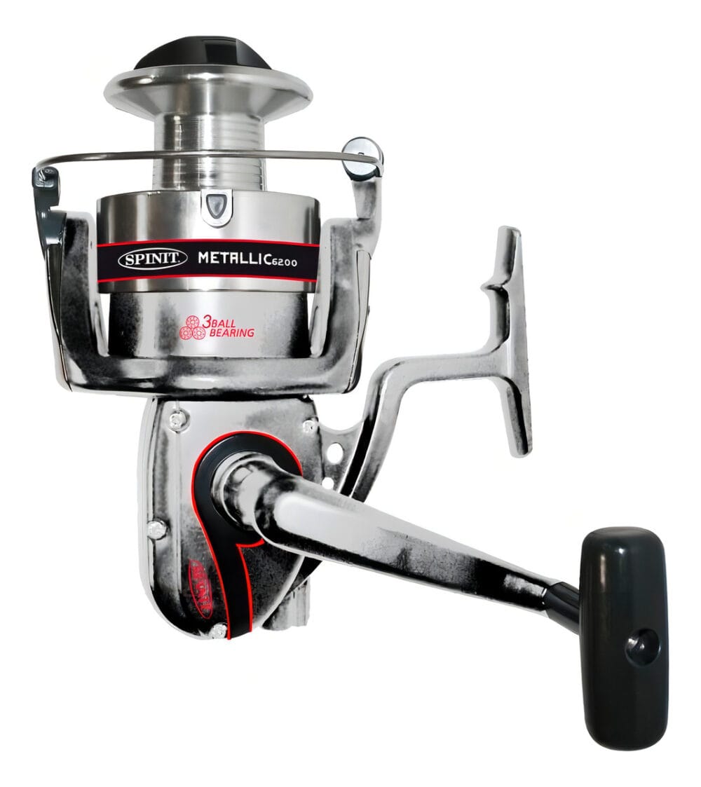 Reel Frontal Spinit Metallic 6350 Con 3 Rulemanes + Nylon Color Gris Lado De La Manija Derecho/izquierdo