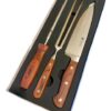 Set Asado Trento Juego 3 Piezas Cuchillo Chaira Trinche Gourmet