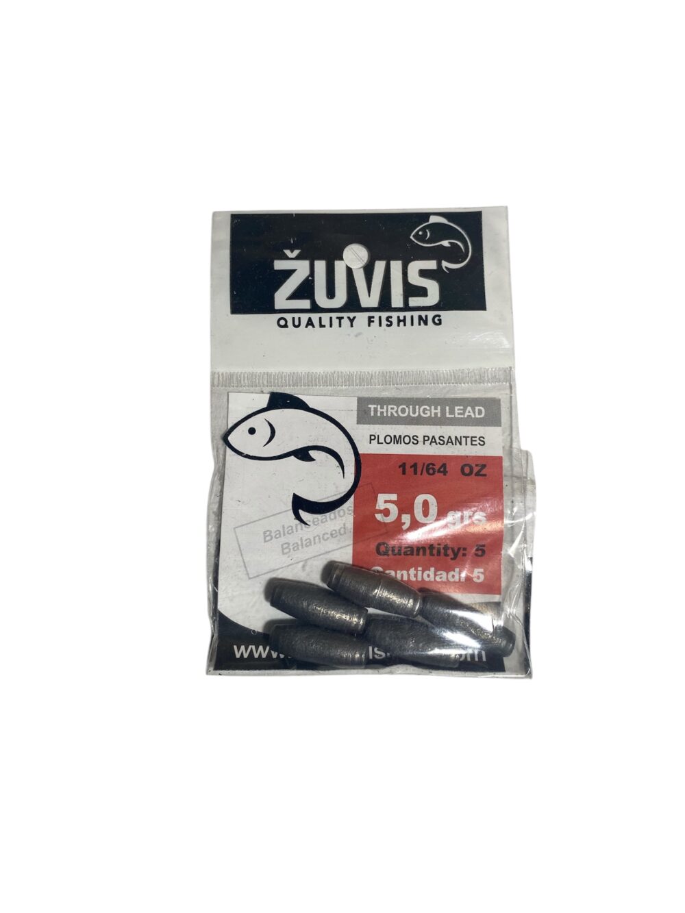 Plomo Lastre Pasante Zuvis 5 grs Blister Por 5 Unidades