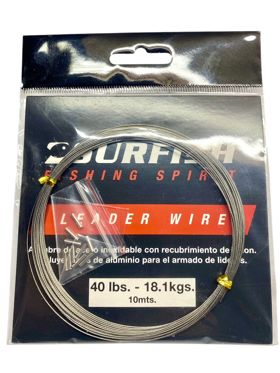 Leader Pesca Cable Acero Surfish 40 Lbs x10 m Con Tubitos