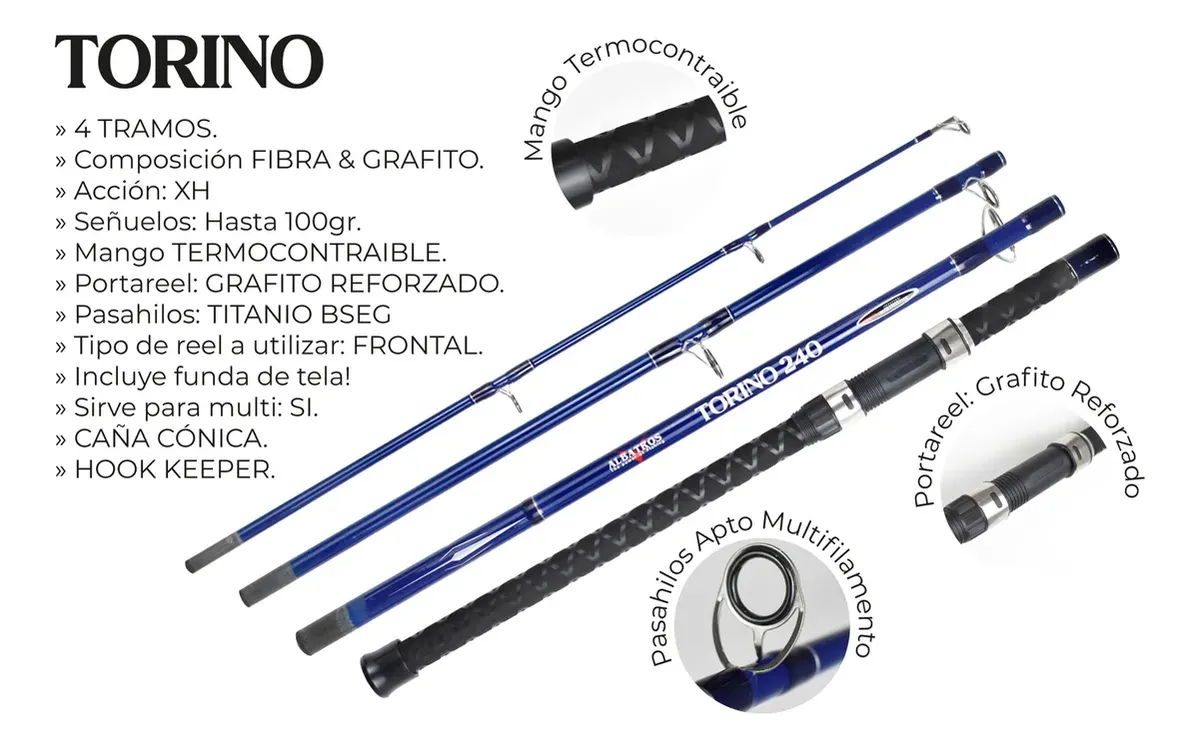 Caña Albatros Torino 3,00 m En 4 Tramos 10-20 Lbs 100 G Para Pesca Variada