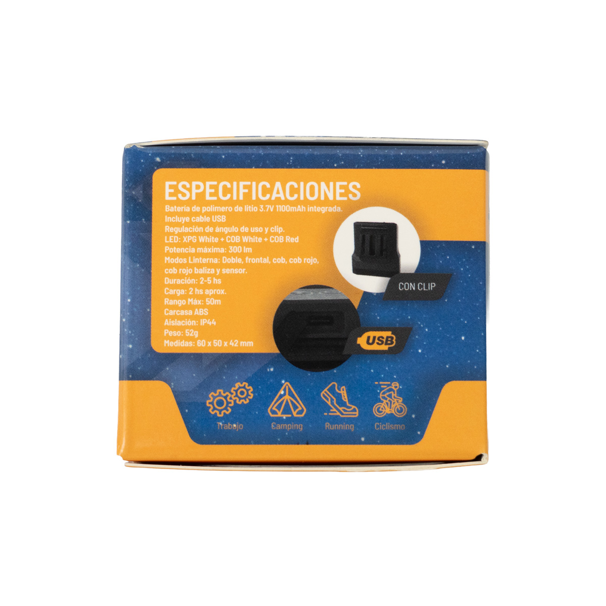 185079 LINTERNA SPINIT HL300R CLIP-06 Linterna Frontal Minera Spinit Hl300r Recargable Con Sensor 300 lm