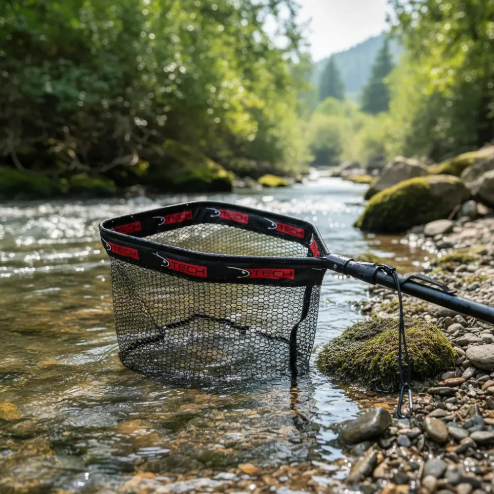 Copo Tech Pesca Flotante Plegable Red Goma Largo de 81cm Color Negro