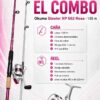 Combo Caña Y Reel Okuma Steeler Xp 1,65 m 2 Tramos 40g 15 lbs 3 Colores