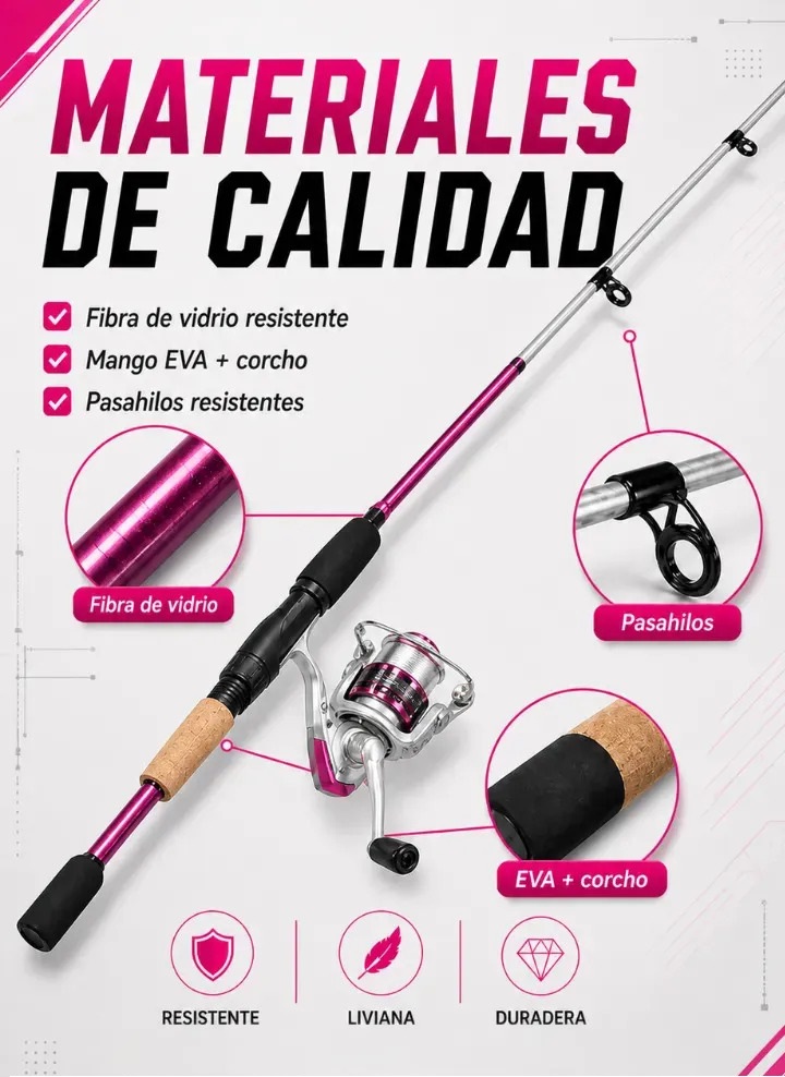 Combo Caña Y Reel Okuma Steeler Xp 1,65 m 2 Tramos 40g 15 lbs 3 Colores
