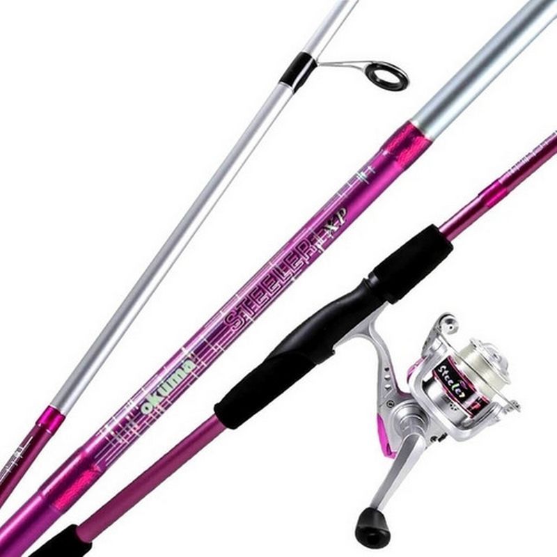 Combo Caña Y Reel Okuma Steeler Xp 1,65 m 2 Tramos 40g 15 lbs 3 Colores