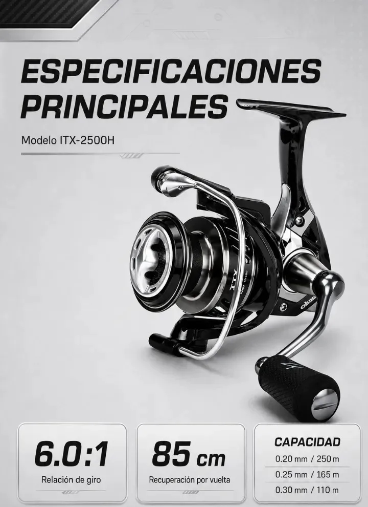 Reel Frontal Okuma Itx-2500h 8 Rulemanes Arrastre 8kg Relación 6.0:1