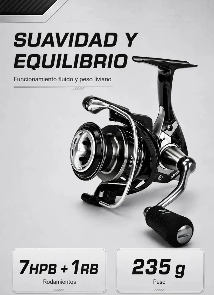 Reel Frontal Okuma Itx-2500h 8 Rulemanes Arrastre 8kg Relación 6.0:1