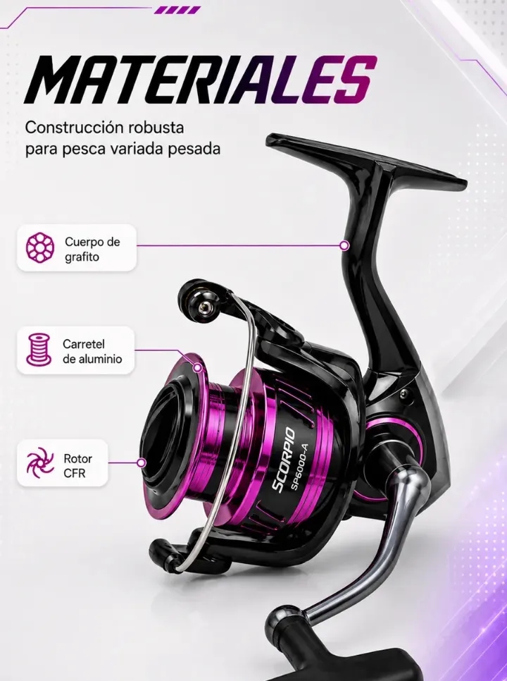 Reel Frontal Okuma Scorpio Sp6000 15kg Freno 5 Rulemanes