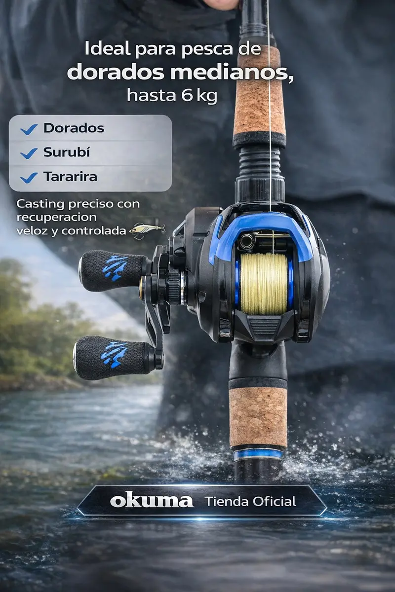 Reel Okuma Serrano Srn101h-a Bait Izquierdo 5kg Freno 7 Rulemanes
