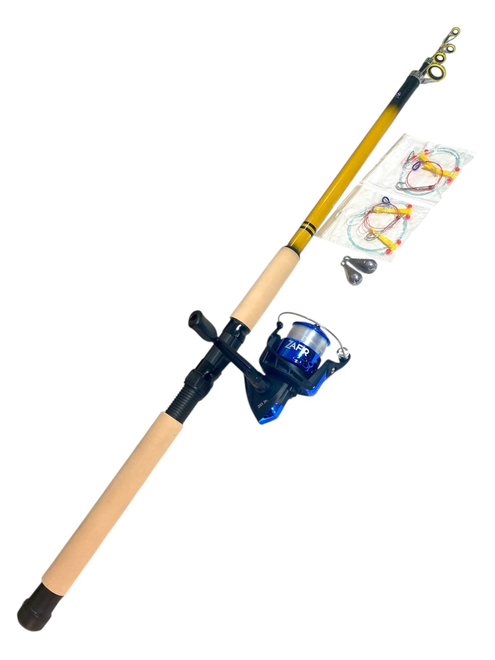 Combo De Pesca Variada Caña Albatros Telescópica 2,10m + Reel Spinit + Accesorios