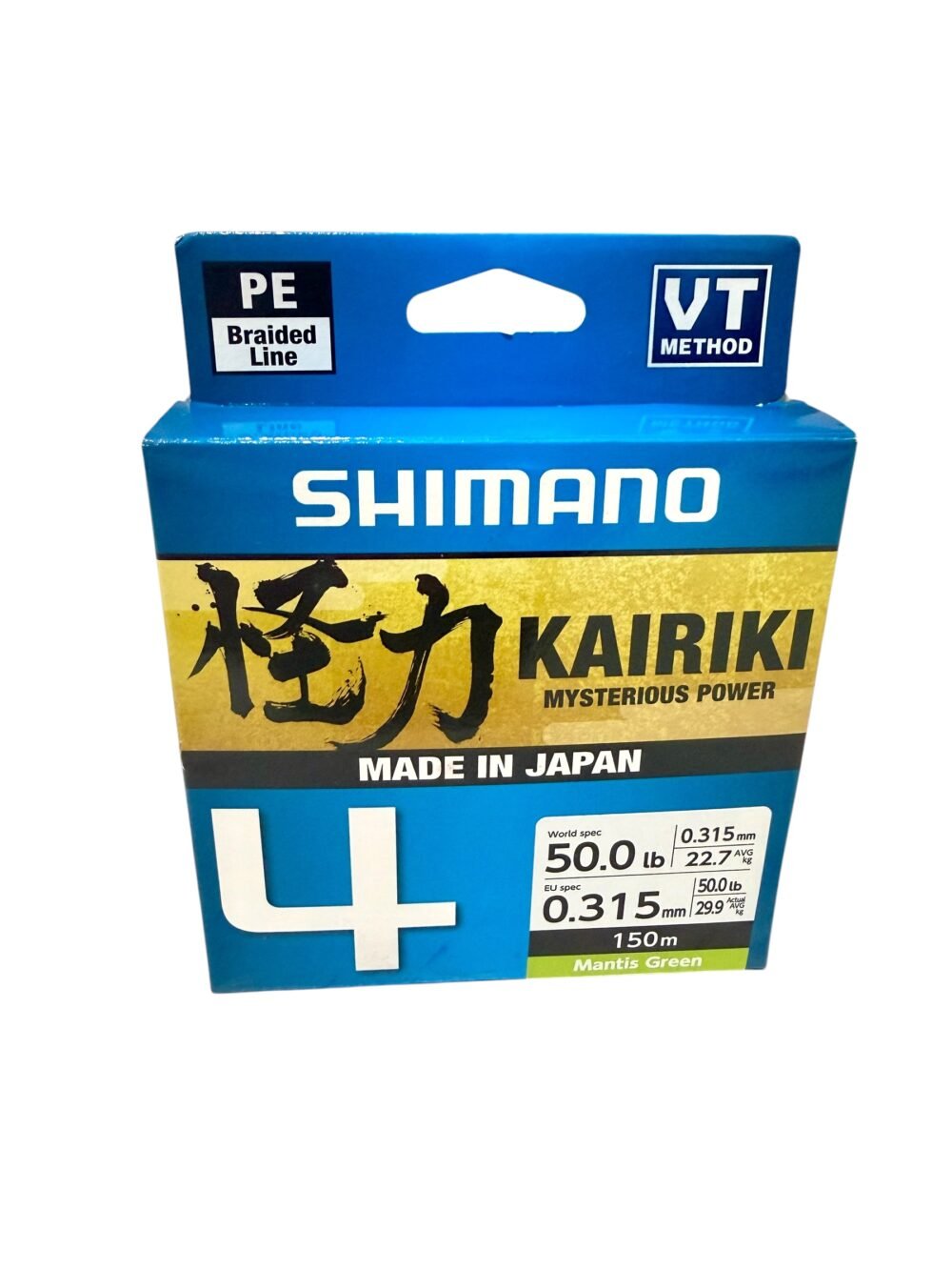 Multifilamento Shimano Kairiki 0,315 mm x 150 m 50 Lbs 4 Hebras Japón
