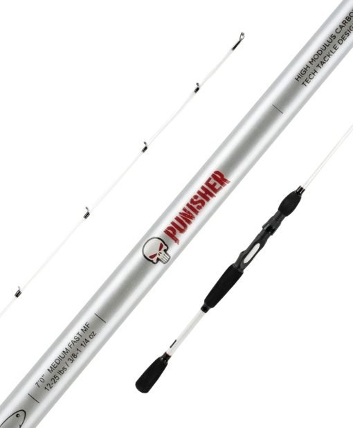 Caña De Pesca Tech Punisher Spin 2,10m 2 Tramos 14-30lb Para Dorado o Surubí Reel Frontal