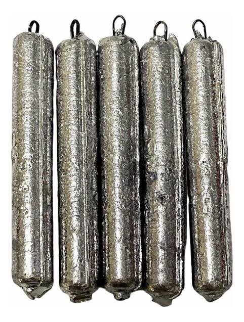 Plomada Para Pesca Modelo Palito Fija de 40g 60g 80g Por 5 Unidades