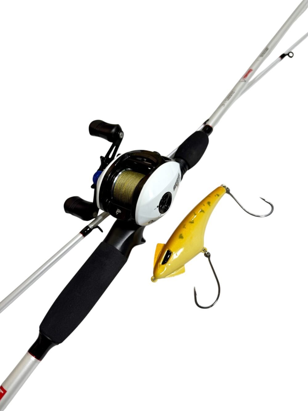 Combo Pesca Bait Caña Tech 12-25 Lb + Reel Kunnan 6 Rulemanes 8kg + Multi + Señuelo