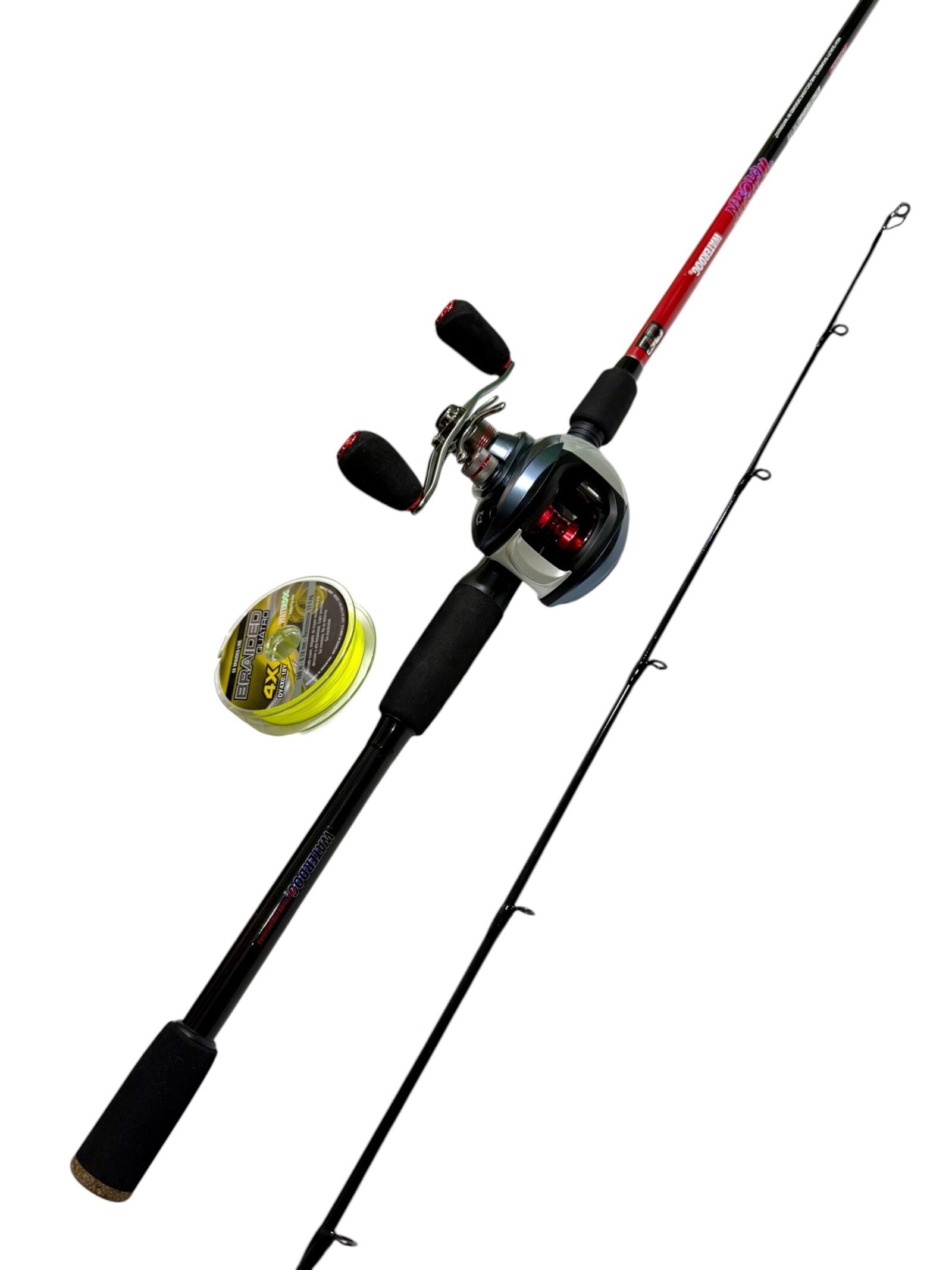 Combo De Pesca Waterdog Caña Macan 2,10 m + Reel Rival 8 Rulemanes Fuerza 7 Kg + Multi