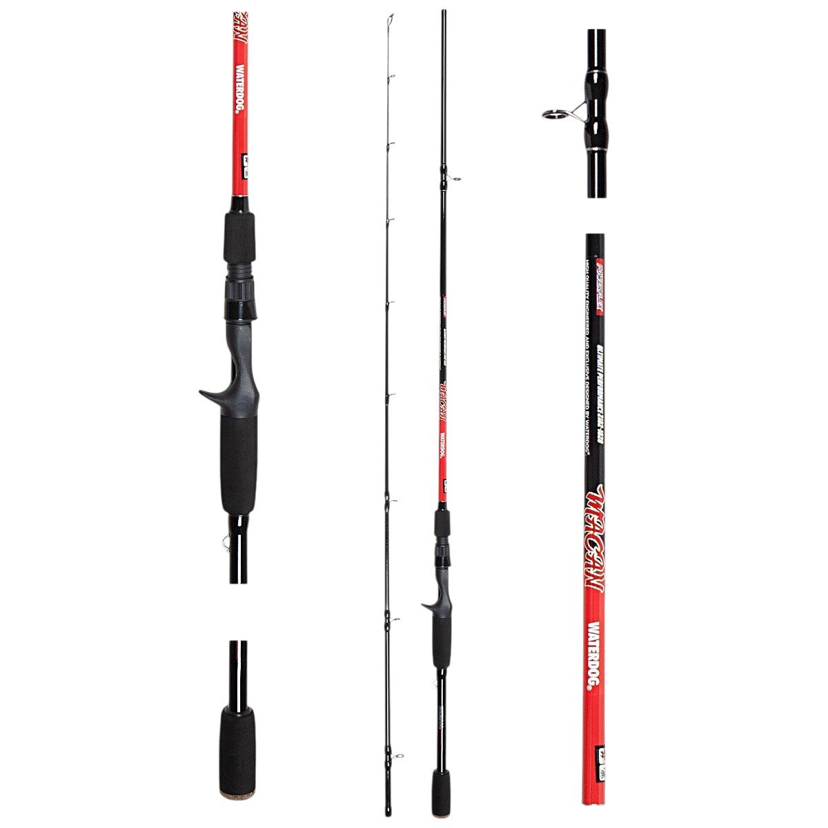 Combo De Pesca Waterdog Caña Macan 2,10 m + Reel Rival 8 Rulemanes Fuerza 7 Kg + Multi
