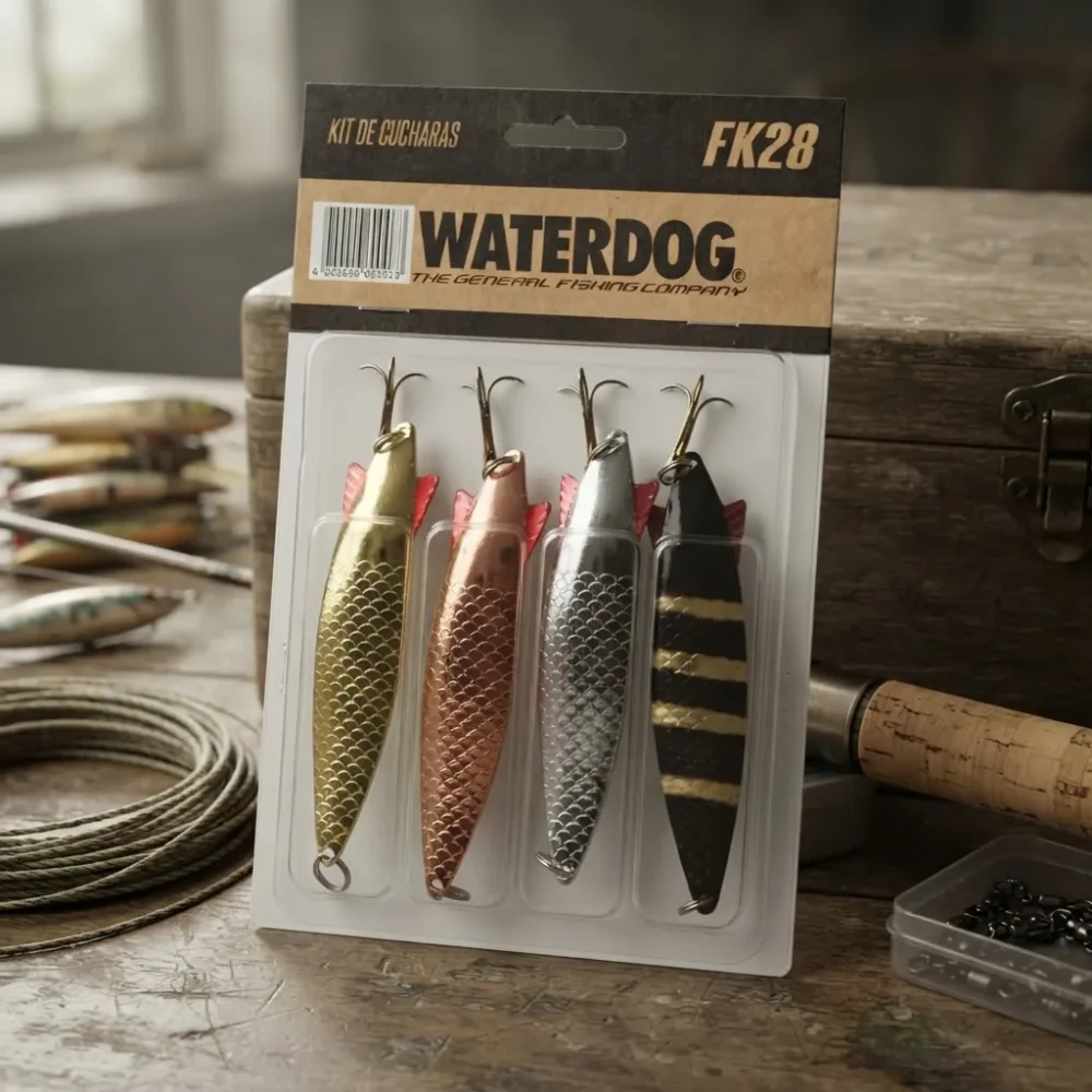 Kit De 4 Señuelos Cucharas Toby Waterdog 28gr Ondulante Fk28