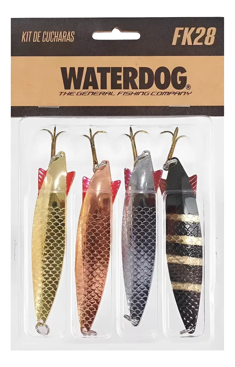 Kit De 4 Señuelos Cucharas Toby Waterdog 28gr Ondulante Fk28